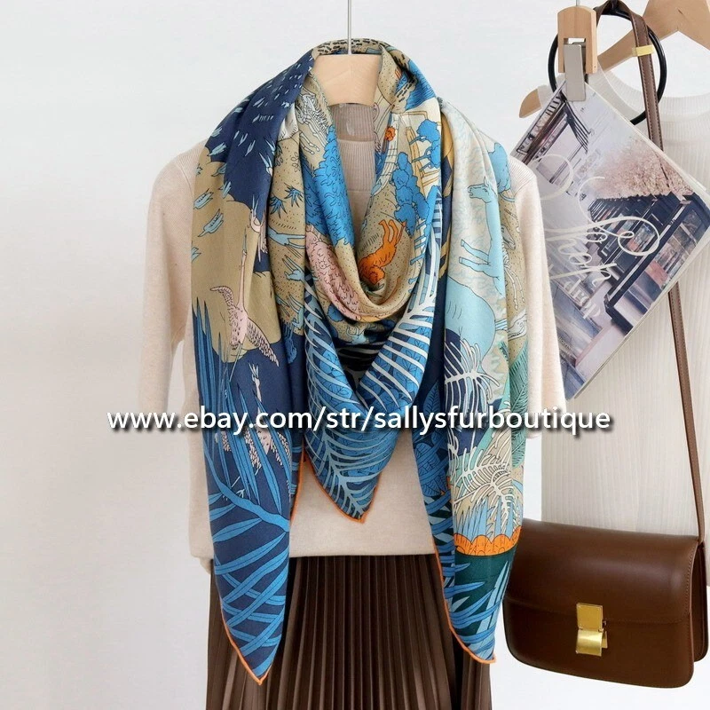 Sallys Boutique 70% Cachemira 30% Seda Envoltura Bufanda Animales Estampado Estola Chal 53" Foto 2 de 4