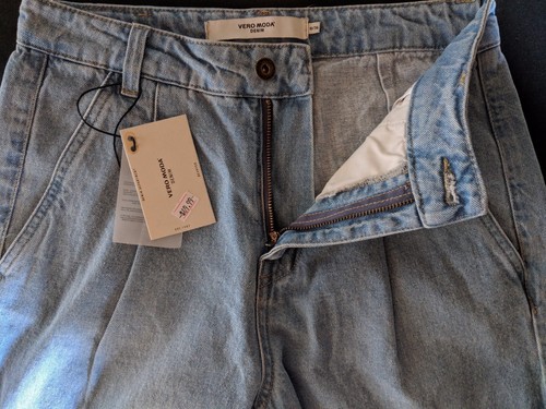 WOMEN'S JEANS VERO MODA SKINNY 100% COTTON BLUE SIZE 8 LEG 32" NWT - Picture 5 of 9