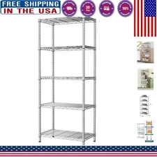 Versatile 5-Tier Heavy-Duty Metal Shelves for Garage, Kitchen, and Bathroom