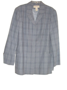 WOMENS NORTON MCNAUGHTON LIGHT BLUE CHECKERED BLAZER JACKET SIZE 18 NWT $68