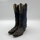 Vintage Nocona Navy Leather Snakeskin Exotic Cowboy Boots Size 7.5 B — photo 2