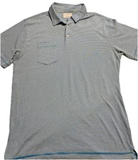 Linksoul Tempus Fugit John Ashworth Polo Golf Shirt SZ Lg Stripe Luxury Soft