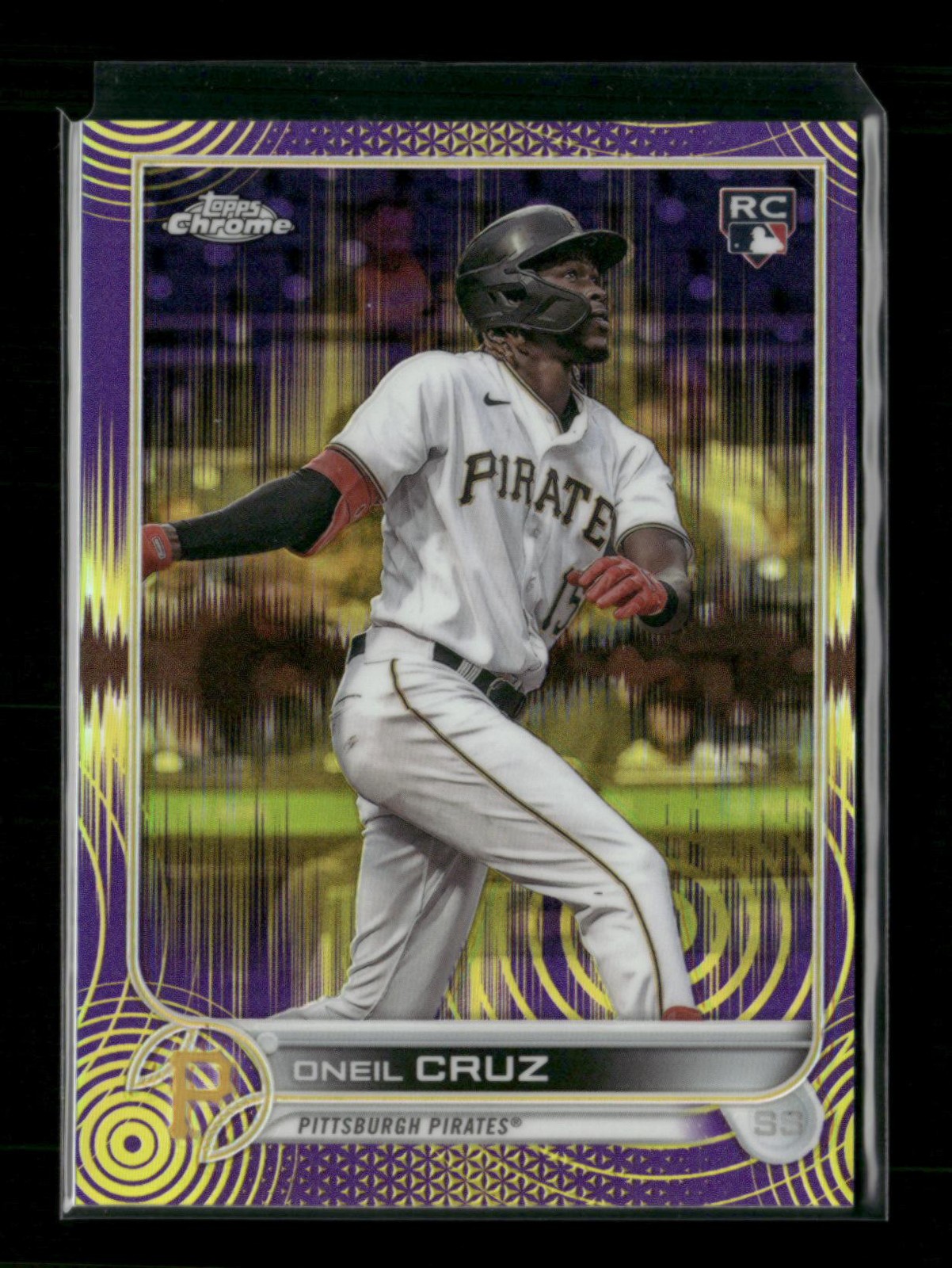 2022 Topps Chrome Sonic #128 Oneil Cruz Purple Yellow Sonic Pulse #/299