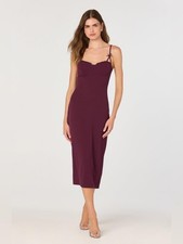 ASTR The Label Women's Bow Strap Bustier Midi Dress Size Medium Burgundy