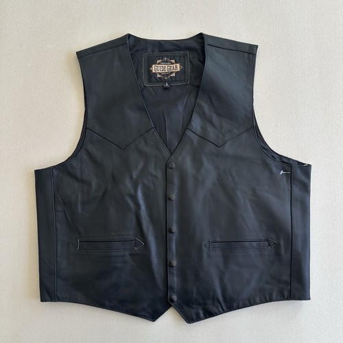 Guide Gear Leather Vest Mens Large Field Tested Conceal Carry Black Motorcycle - Picture 16 of 22