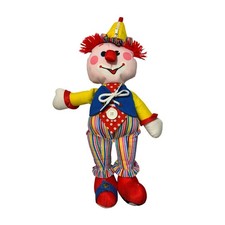 Vintage 1984 Fisher Price Plush Clown Doll Stuffed Toy Rainbow Stripes 18