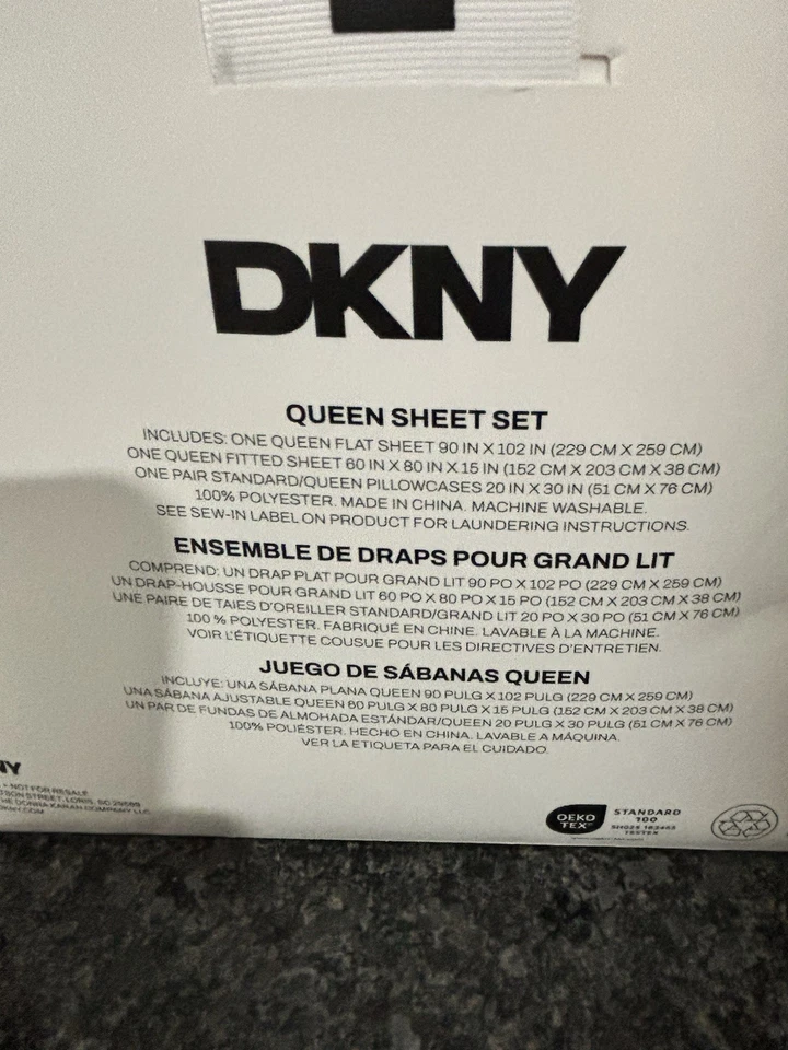4 piezas Juego de Sábanas DKNY Queen Crema Ajustables, Planas, 2 Fundas de Almohada Nuevo Foto 2 de 2