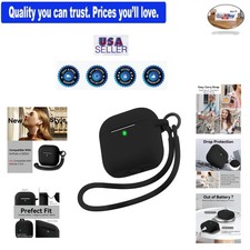 AirPods 4 Case 2024 Silicone Cover with Lanyard Keychain Shockproof Black
