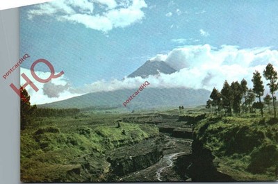 Ansichtskarte; Vulkan Merapi, aus Jurang Jero, bei Yogyakarta