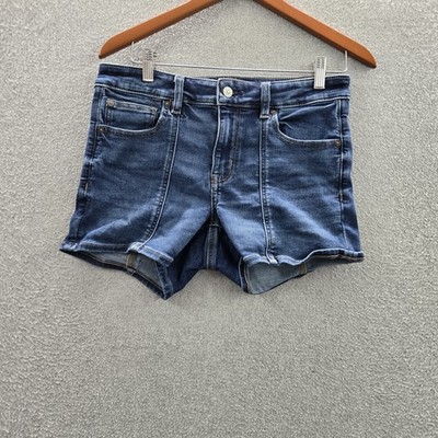American Eagle Outfitters Women Shorts 8 Blue Denim Mid Rise Stretch 3'' Inseam