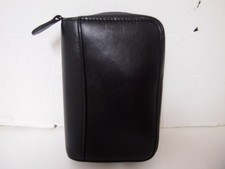 Vintage FRANKLIN COVEY Black Genuine Leather Compact full zip folder