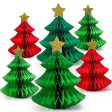 6Pcs Honeycomb Paper Christmas Tree Table Decorations Mini Xmas Trees Prop