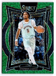 2024-25 Panini Select Stephon Castle #72 Green Mojo Prizm San Antonio Spurs