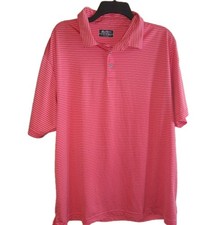 Ben Hogan Performance Golf Polo Shirt XL Orange Coral Stripe Short Sleeve Men's