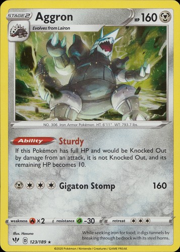 Pokémon TCG Darkness Ablaze Aggron 123/189