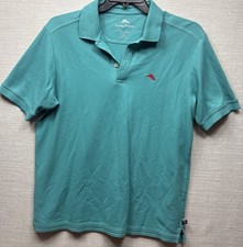 Tommy Bahama Mens Polo Shirt Cotton Short Sleeve Size M/M Teal Blue