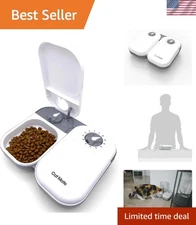 Dual Compartment 2-Meal Automatic Feeder for Cats & Small Dogs - Dishwasher Safe