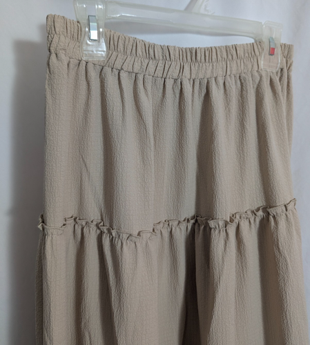 BLU PEPPER Beige Tiered Maxi Boho Pull On Skirt Size Large O2 - Picture 2 of 4