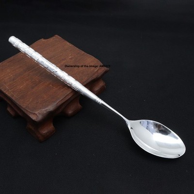 Pure 999 Fine Silver Spoon Healthy Dinnerware 福 Soup Spoon 6.5inch/31-33g