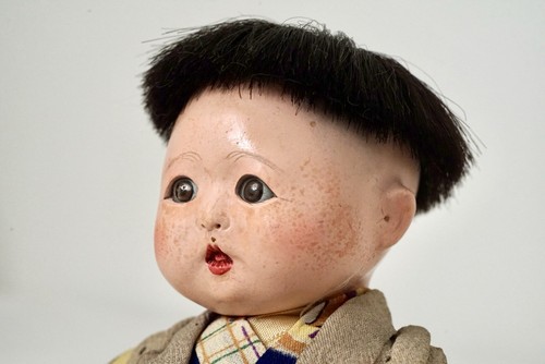 Muñeca articulada en kimono composición yeso japonés de colección rara - Imagen 5 de 18