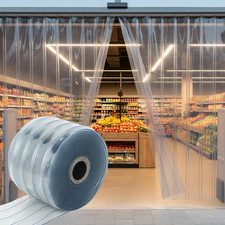 Clear PVC Strip Curtain Replacement, 66 Ft 7 in 0.06In Plastic Vinyl Strip Wa