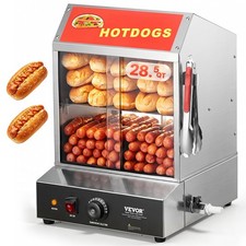 VEVOR Commercial Hot Dog Steamer 2-Tier Electric Bun Warmer 28.5QT Slide Doors