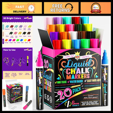 Vibrant Liquid Chalk Markers - Reversible Tip Dry Erase Pens for Signs, Windows,