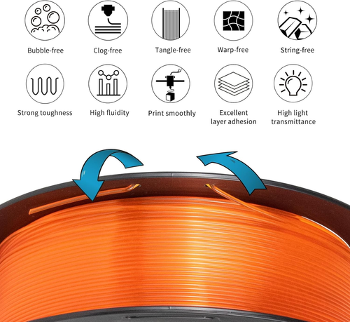 PETG Filament 1.75Mm 1Kg, Transparent Orange PETG 3D Printer Filament, Ideal for - 第 6/12 張圖片
