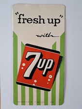 1959 7up Small Metal Sign - Logo on Green Stripes Background - Stout Sign Co.