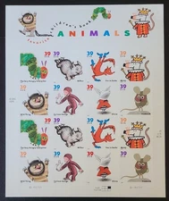 US 2006 #3987-3994 (3994a) 39c Children's Book Animals sheet of 16 MNH