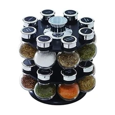 16 Jar Ellington Revolving Countertop Spice Rack with Lift & Pour Caps and Sp...