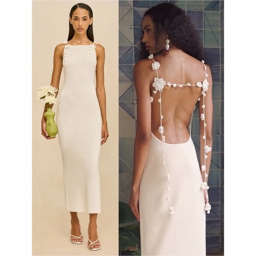Cult Gaia Giuliana Knit Midi Dress Off White NEW with tags