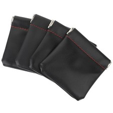 4Pcs PU Leather Earphone Pouch Headphone Storage Bag, Closure Soft Elastic Sn...