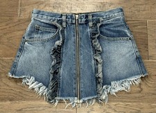 Women  s Juniors Size 27 Carmar Short Denim Frayed Jean Skirt