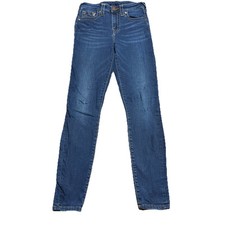 True Religion HALLE Jeans Womens 27 26x29 Mid Rise Super Skinny Dark Wash NFR