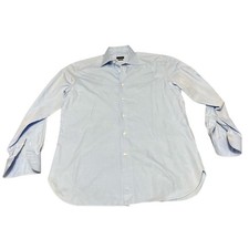 Ermenegildo Zegna Shirt Men Large White Blue Window Plaid Trofeo Button Up 41/16