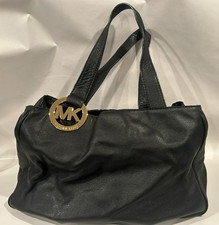 Michael Kors MK LOGO Black Pebbled Leather Hobo SATCHEL Shoulder Bag ("Fulton")