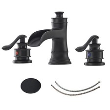 BWE 8 in. Waterfall Widespread 2-Handle Bathroom Faucet Matte Black