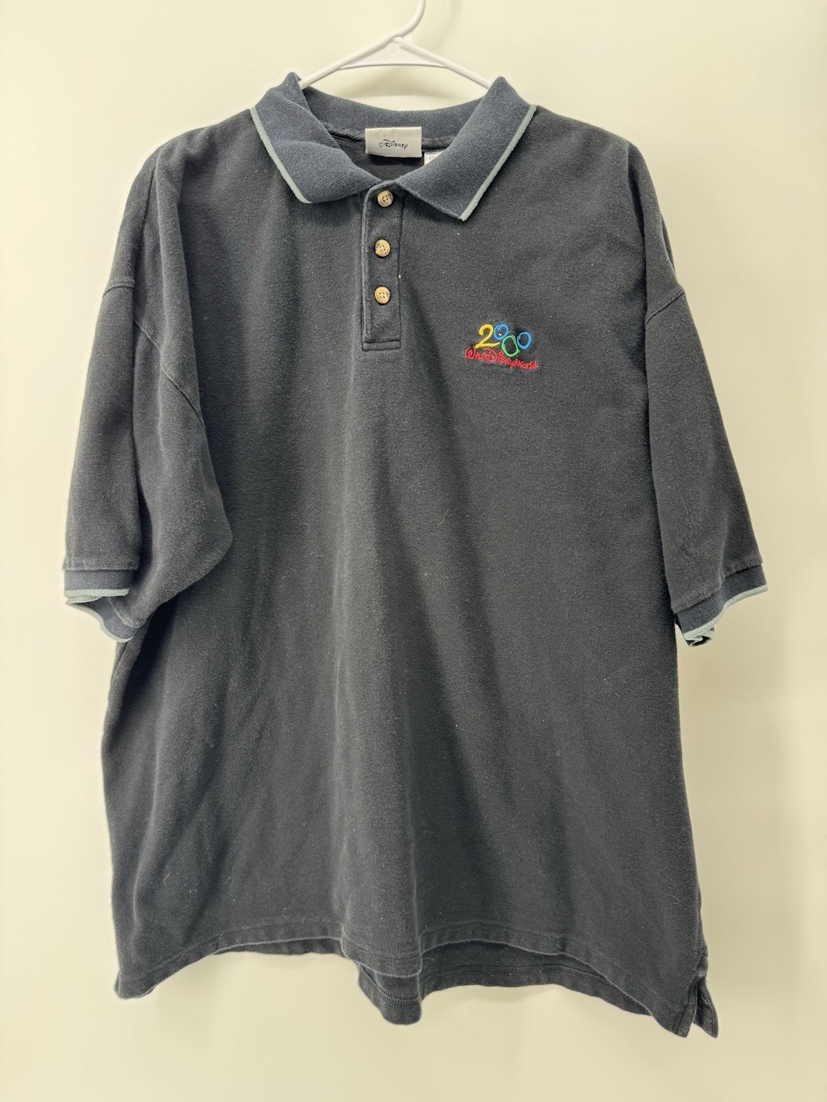 Vintage Walt Disney World 2000 Men’s XL  Black Short Sleeve Golf Polo Shirt