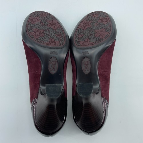 SOFFT Womens Heels Size 9M Burgundy Suede Patent Leather Pumps Bow Dress Shoes - Picture 7 of 10