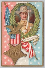 To My Comrade Patriotic Military Soldier GAR Medal Embossed Postcard