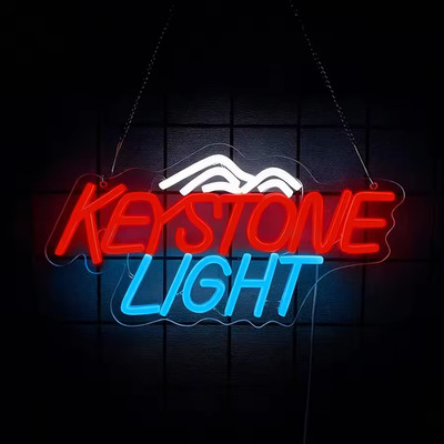 Retro KEYSTONE  Light Neon Sign LED Beer Bar Sign Man Cave Decor Logo w Mount