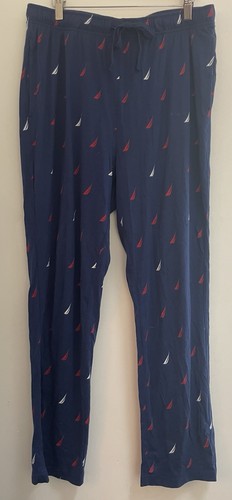 Nautica Herren Allover Logo 100 % Baumwolle verstellbare Taille Pull-On PJ Hose Marine L