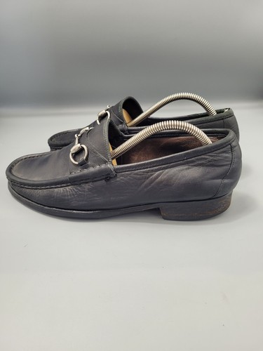 Vintage Gucci Horsebit Loafers UK 7 EU 40 VTG Black Leather Shoes Men's Slip-On - Picture 18 of 22