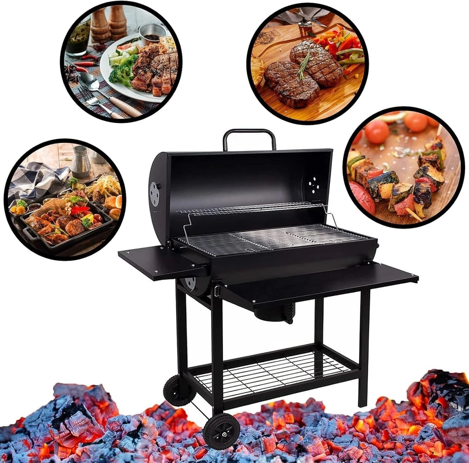 Profi Smoker Grillwagen Holzkohle Stahl BBQ Grill Smoker XL 103x110x59 cm Metall - Bild 3 von 4