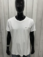 Tommy Hilfiger Jeans T Shirt Uomo Bianca Cotone Logo Frontale Taglia 2XL