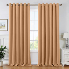 Thick BLACKOUT CURTAINS Ready Made Eyelet Ring Top Pair Panels W 2x Tie backs