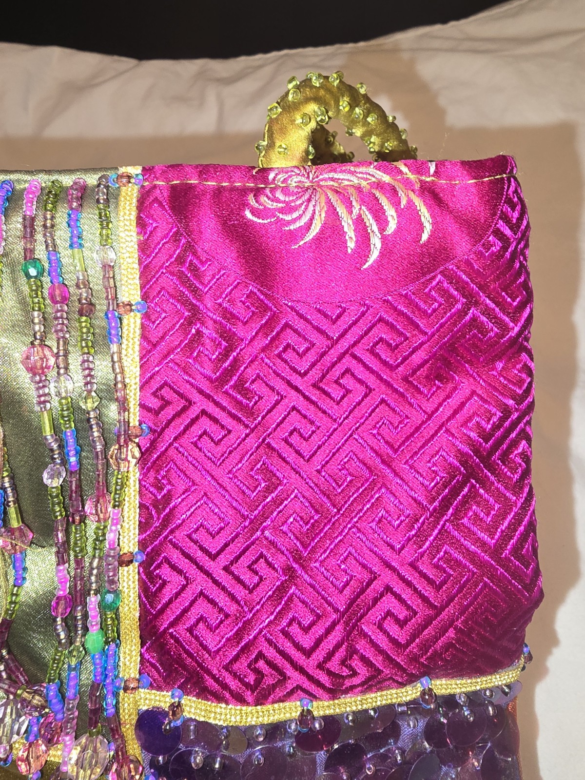 OOAK Funky Boho Patchwork Multicolor Silk Bead Fr… - image 10