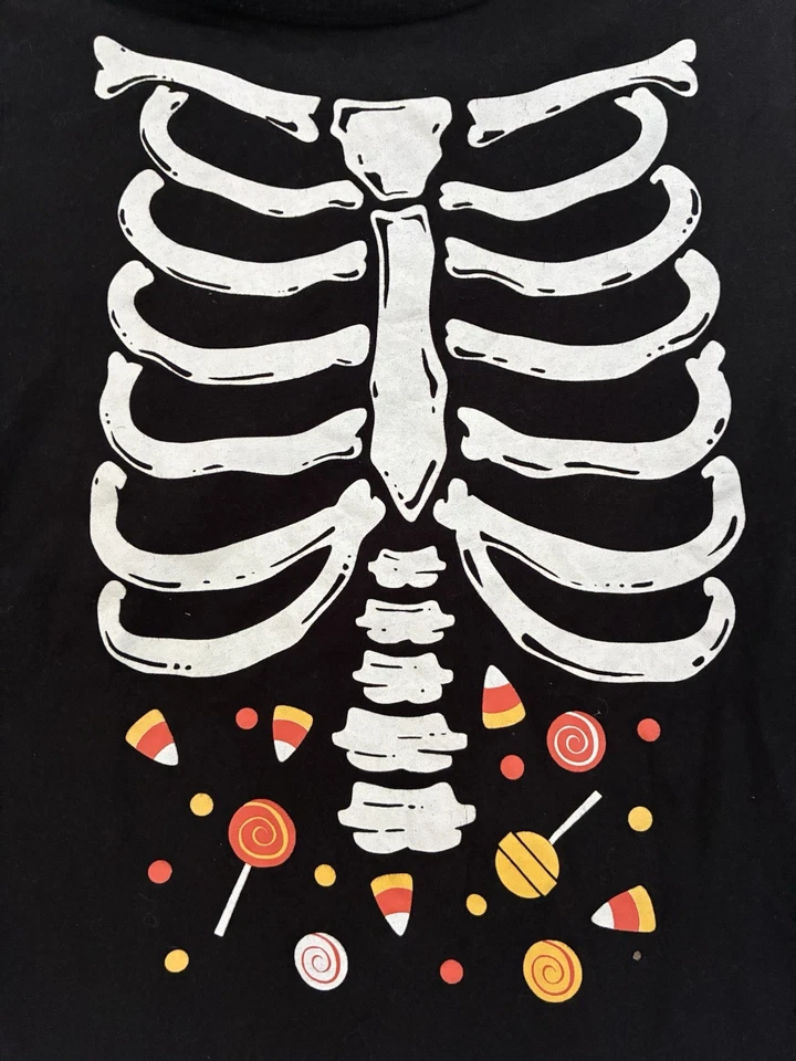 TCP Niño Niño Niña Caramelo Maíz Piruleta Caramelo Esqueleto Halloween Camisa Negra 4T Foto 3 de 4