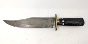 13.5" Handmade Damascus Steel Bowie Hunting Knife Buffalo Horn Handle (J)